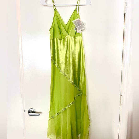 La Perla💚Vintage Lime Green Maxi Slip Dress - Picture 2 of 16